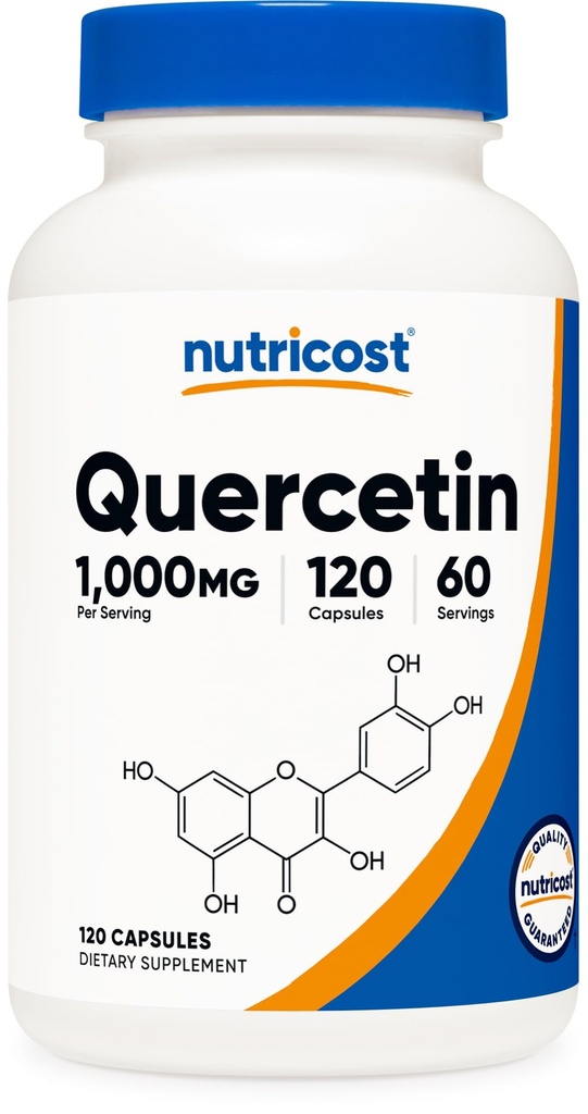 Nutricost Quercetin 1000mg、120カプセル - ベジタリアンカプセル、60サービング、カプセルごとの500mg、非GMO、グルテンフリー