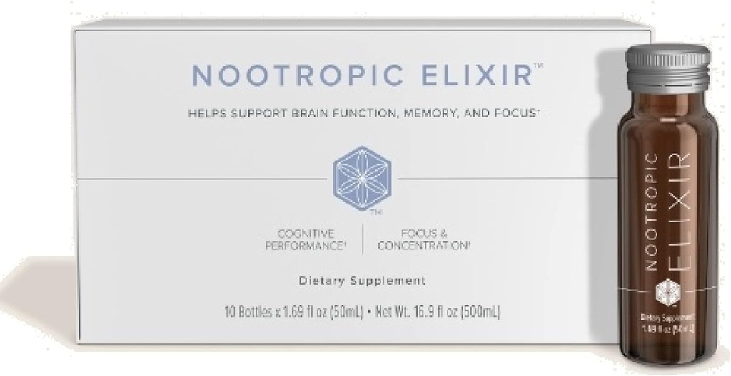 Isagenix Nootropic Elixir - 脳の健康とフォーカスサプリメント - 健康的なマインドセットをサポートするための緑茶エキスと液体サプリメント - 1.69 Ozボトル(10カウント)