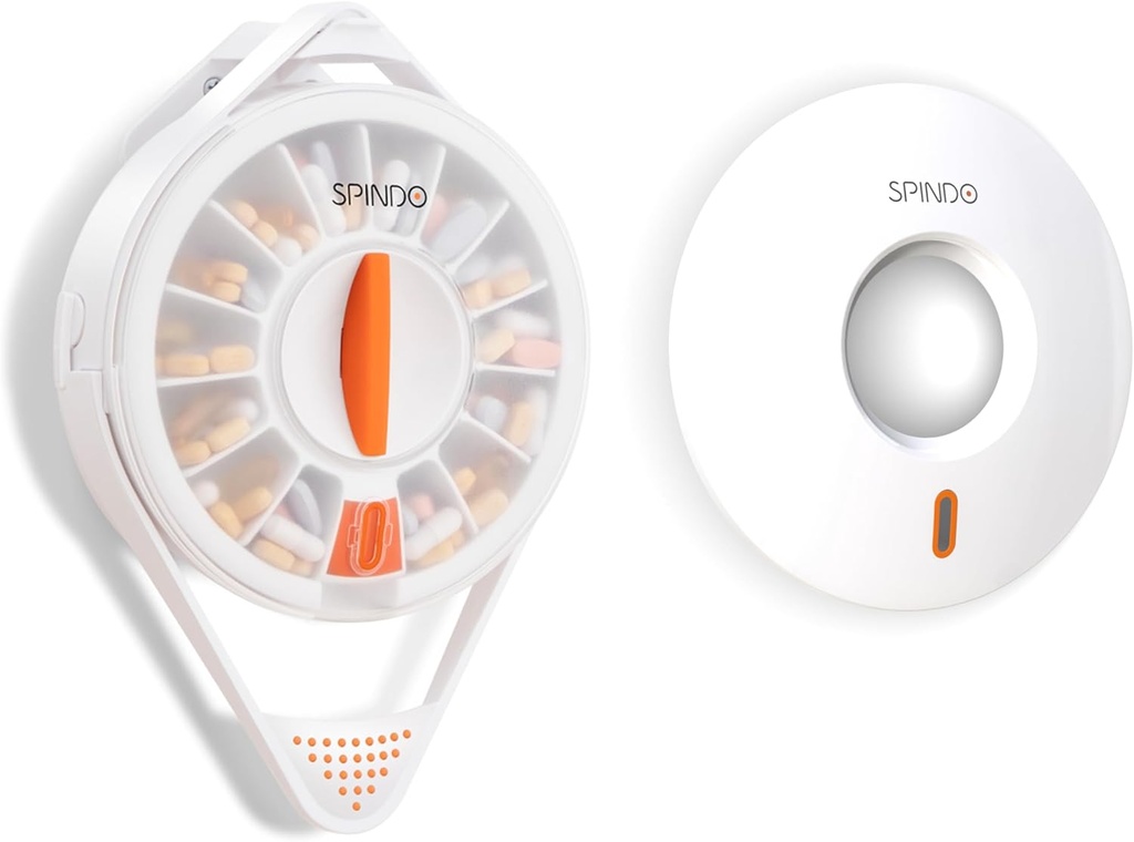 Fulliconライトプルーフコンボ、プライベートソリッドリッド、14大コンパートメントとチャイルドプロフロック、スピンド医薬品ディスペンサービタミン/タブレット/高齢者対応(白)