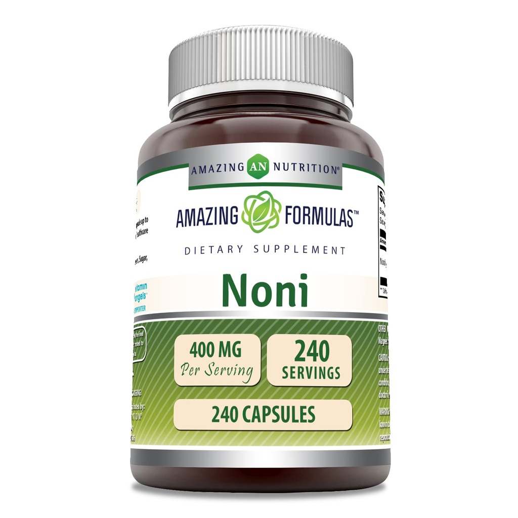 アメイジングフォーミュラNoni 400 Mg / サービング | 240 カプセルサプリメント | 非GMO | グルテンフリー | アメリカ製