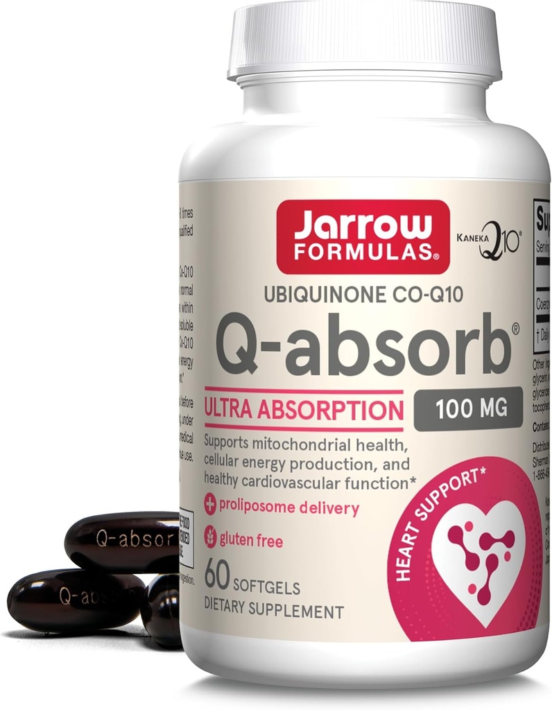 JarrowフォーミュラQ-absorb Co-Q10 100mg - 60Softgels - サプリメント - Mitochondrialエネルギー生産と心臓の健康のための抗酸化サポート - 最大60のサービング