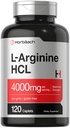 ホルバハチ L-アルギニン HCL 4000mg | 120 カプレット | 男性と女性のためのアミノ酸 | ニトリ酸化物サプリメント | ベジタリアン・非GMO・グルテンフリーサプリメント