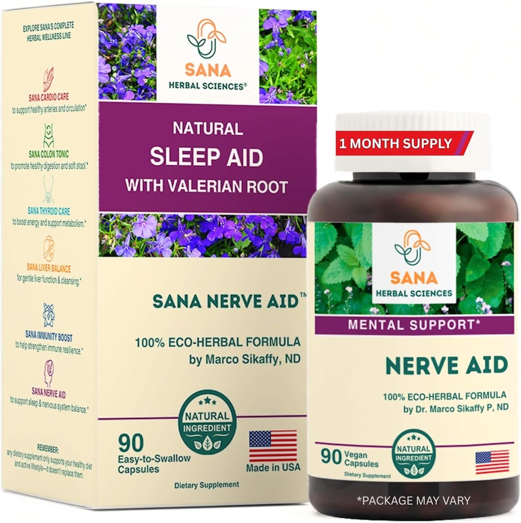 Valerian Root ナチュラル 睡眠 Aid フォーマル 大人用 オーガニック Skullcap, Lobelia & More - 90 カプセル - Dr. Marco Sikaffy | Sana Herbal