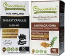 Himalayanのシラジットのカプセル及びAshwagandhaは2. 90+90 ctの最高の利点のための金の標準的な報酬の質をカプセルに入れます。 すべての自然な非GMOは米の粉の注入口無しのケイ素の二酸化物ステアリン酸塩無しではないです