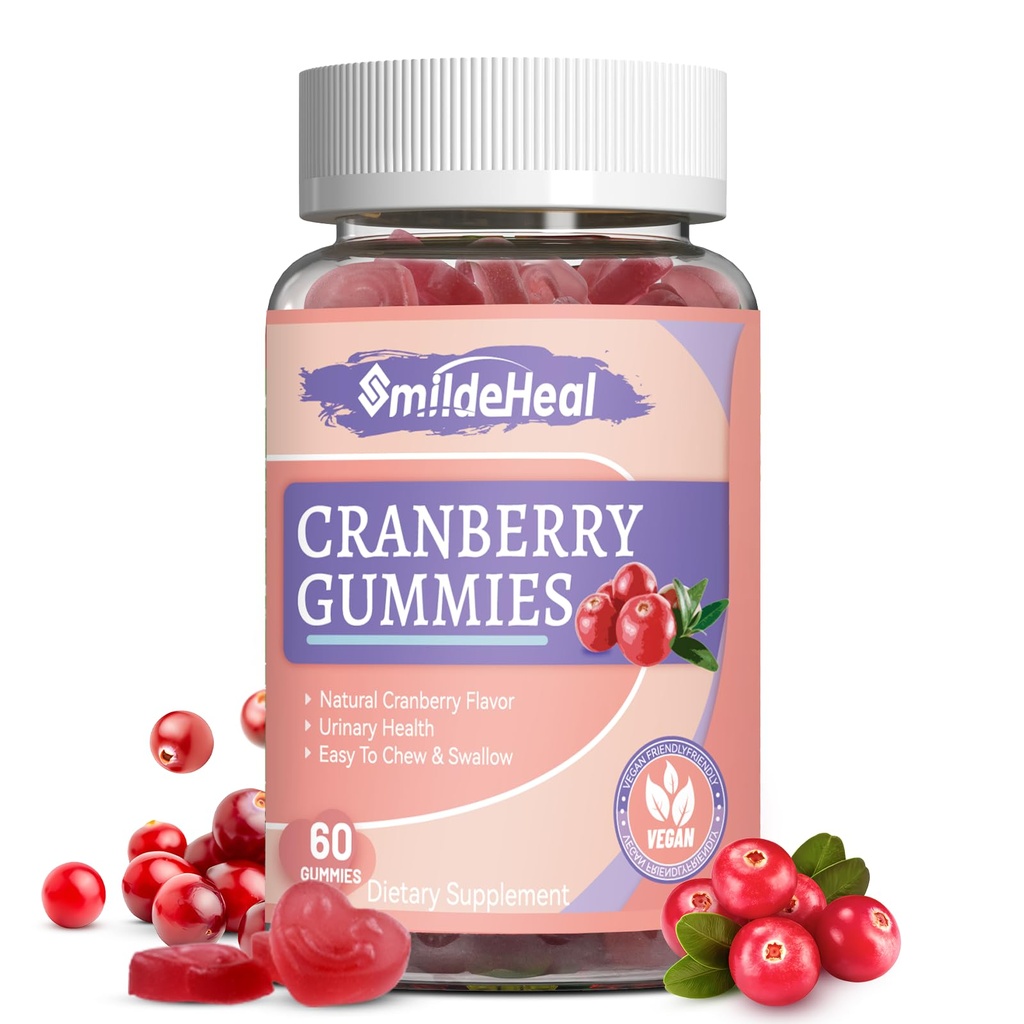Cranberry Gummies 1000mg、D-Mannose 250mg、女性のプロバイオティックグミー、尿路の健康、クランベリー味、GMOなし、60カウント