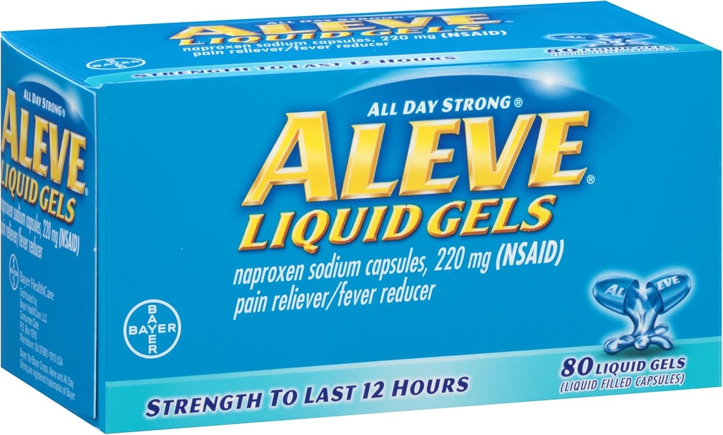 Naproxenナトリウム、220mg (NSAID)の痛みのReliever/Feverの減力剤、80の計算(2)のパックが付いている液体のゲルをスリーブを付けて下さい