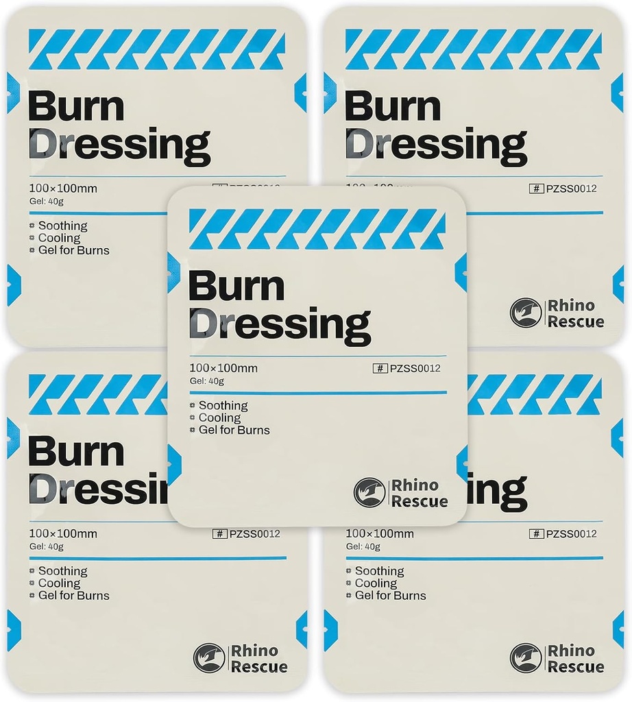 Rhinoの救助5のパック4" X 4"はドレッシングを燃やします、ゲルの冷却の痛みのクリームの救助の焼跡のファースト・エイドの供給を焼きます (5)