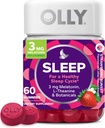 OLLYスリープガミー、3mgメラトニン、L-テアニン、カモミール、レモンバーム、スリープエイド、イチゴ、60カウント