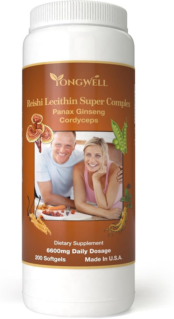 Reishi Lecithin スーパーコンプレックス with Panax Ginseng & Cordyceps (200 Softgels)