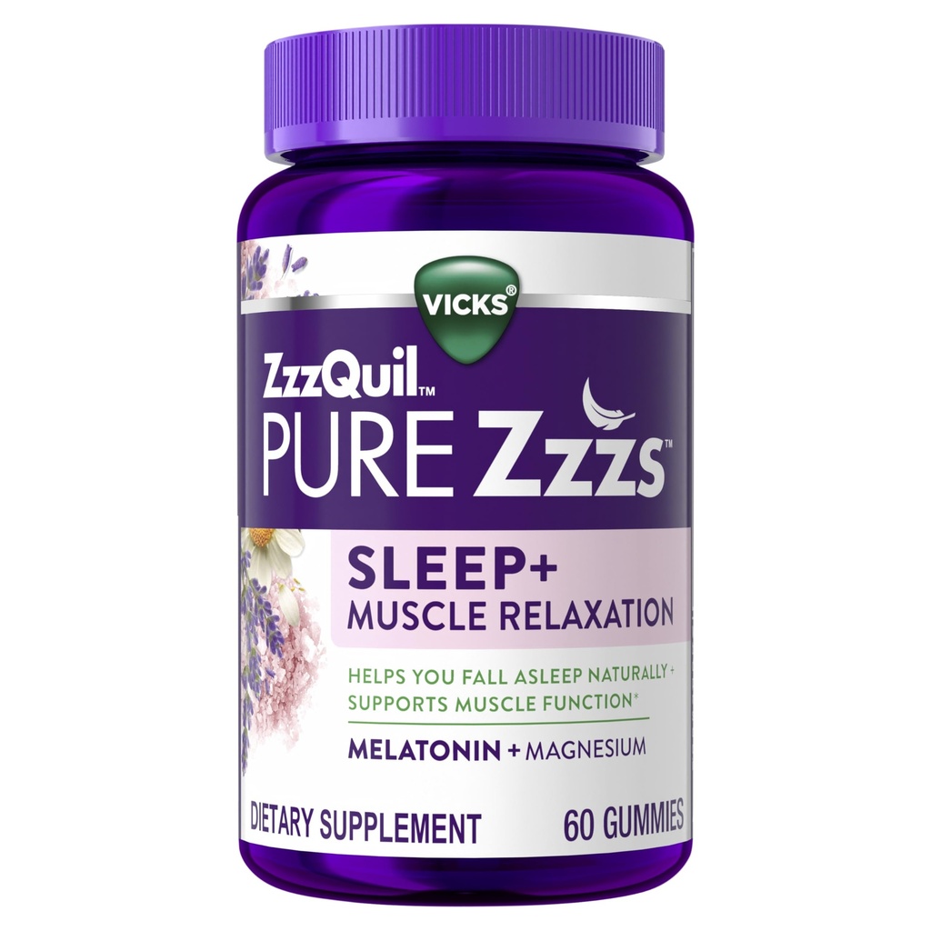 ZzzQuilの純粋なZzzs筋肉弛緩のMelatoninの睡眠の援助のガミー、サポート筋肉機能、助け自然な睡眠、速い、Melatonin +マグネシウム、翌日の食料雑貨、薬剤なし、60ctを落ちて下さい