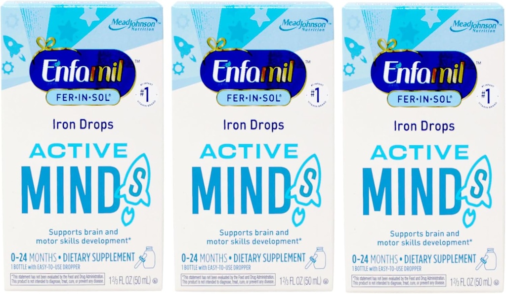 Enfamil ファー・イン・ソルの鉄の補足の低下 - 1.66 oz、3 のパック