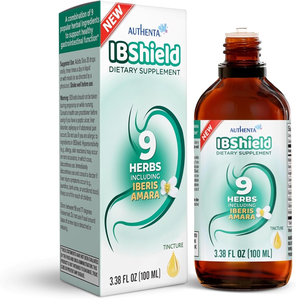 IBShield Tincture 100ml | 6+3=9ハーブ | イベリス・アマラ、ペパーミント、カモミール、カラウェイ、リコライス、アンジェリカ、セランダイン&メアリーのこの薬 | オリジナル・ハーブ・フォーミュラ・サポート 消化器用ウェルネス