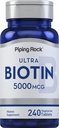 ピッピングロックビオチン5000mcg | 240錠 | 美容ビタミンサプリメント | ベジタリアン・ノンGMO・グルテンフリー・グルテンフリー対応商品