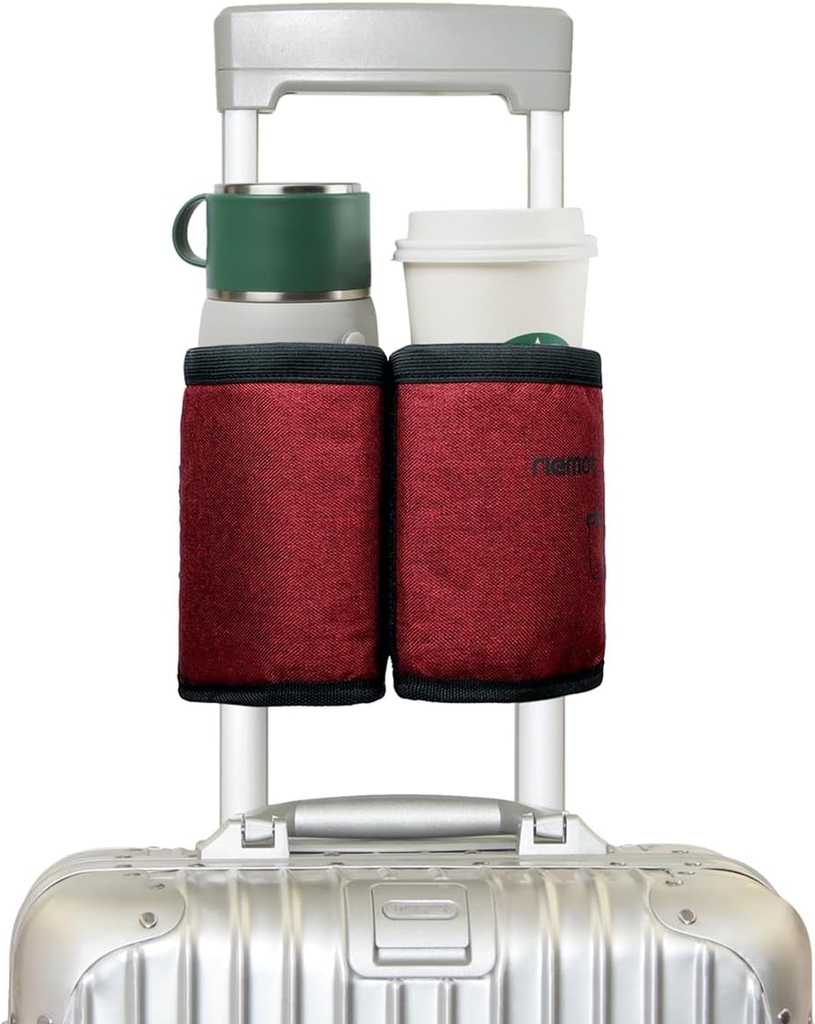riemot の荷物の旅行コップのホールダーの自由な手の飲み物のキャリア - ホールド 2 つのコーヒー マグ - スーツケースのハンドルの適当なロール - 飛行出席者の旅行者のためのギフト 付属品 赤い