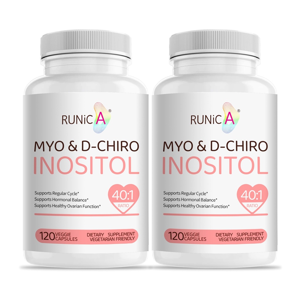 女性のためのMyo-Inositol及びD-Chiro Inositolの補足 - 理想的な40:1の比率-サポート女性のホルモンのバランス及び豊饒及びOvarianの健康-ビーガン粉のカプセル- 60日の供給