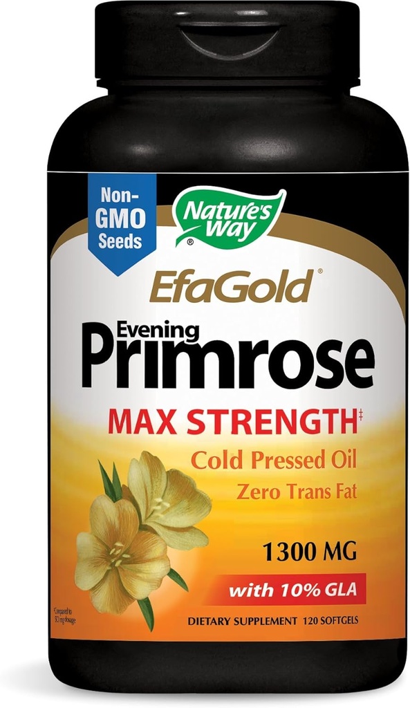 Nature's Way Evening Primrose、EFAの金の風邪はオイル1300mg、120のSoftgelsを押しました