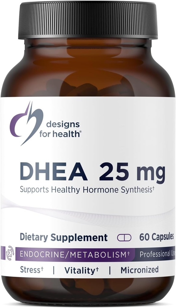 健康のための設計 DHEA 25mg - 男性のための DHEA の補足 + 女性 - 健康な老化、筋肉整合性、エネルギー + ホルモンの統合 - 非 GMO (60 のカプセル) を支えるために補って下さい