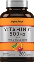 ピッピングロックビタミンC | 500mg | 200カプレット | ローズヒップ | ベジタリアン・ノンGMO・グルテンフリー対応サプリメント