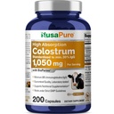 NusaPureのColostrum 1050mg 30% IgG 200のカプセル(非GMO、無溶剤)のBioperine