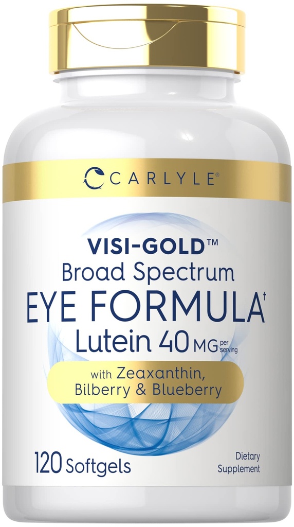 Carlyle eye Health Supplement | 120 Softgels | Lutein 40mg、Zeaxanthin、Bilberry、Blueberry | ブロードスペクトラムアイサポートビタミン | 非GMO、グルテンフリーフォーミュラ