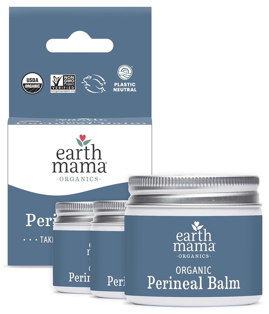 地球のママの有機性Perineal Balm   自然にWitch Hazel & Calendula、フェミニンケアエッセンシャル、ベンゾカインかブタン、2-Oz (3パック)と妊娠および産後の救助のための草のサーブを冷却して下さい