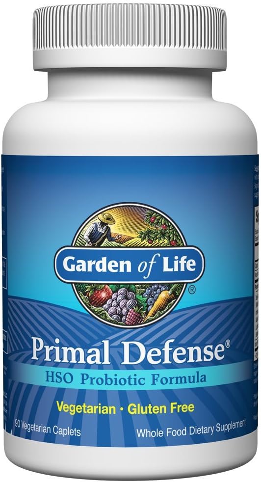 Garden of Life Primal Defense HSO Probiotic Formula - Vegetarian Blend of 12 Probiotics for Gastrointestinal Balance - Acidophilus, Lacto and Bifido Strains, Gluten Free - 90 Caplets