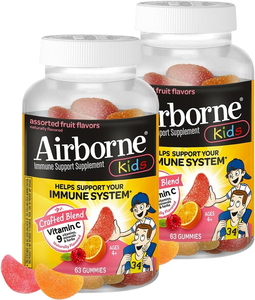 Airborneは500mgのビタミンCのグミ、強力な酸化防止剤VIT C及びE - 63のグミ、分類されたフルーツの味の子供の免疫サポート亜鉛グミをからかいます(2)