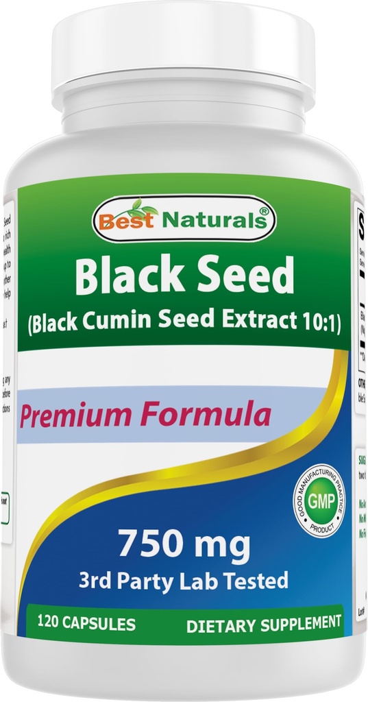 ベストナチュラルブラックシード(ブラックカミンシードエキス10:1)750mg/サービング- 120カプセル