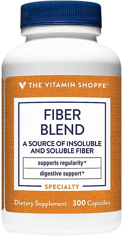 The Vitamin Shoppe Fiber Blend, A Natural Source of Insoluble and Soluble Fiber, Supports Digestive Health & Regularity (300 Capsules)