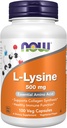 NOW Foodsは、L-Lysine(L-Lysine Monohydrochloride)500mg、アミノ酸、100ベジカプセルを補います