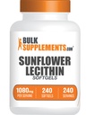 BulkSupplements.com Sunflower Lecithin Softgels - Lecithin Supplement、Sunflower Lecithin 1080mg - Vitality Support、Gluten、サービングあたり1 Softgel、240カウント(パッケージ1)