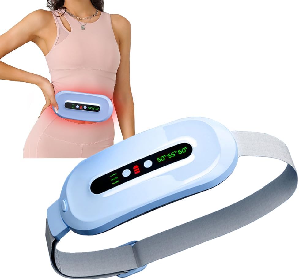期間のクランプのための携帯用コードレスのヒート パッド、3つの熱レベルおよび3つのマッサージ モード、女性の背部痛みの軽減の月経ベルト(青)が付いている速い暖房パッド