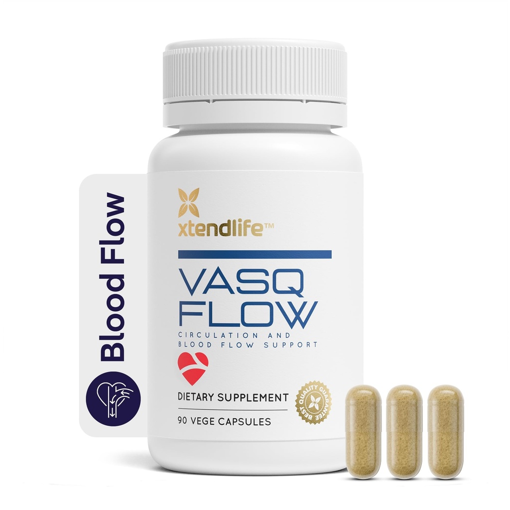 Xtendlife VasQFlow Nitric酸化物ブースター - 循環、血の流れ、心と筋肉の赤ほうれん草のエキスと老化したニンニク - 1ヶ月の供給(90のカウント)
