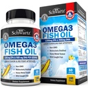 トリプル強度オメガ3魚油サプリメント - 2250mg EPA DHAオメガ3脂肪酸フレッシュワイルドキャッチフィッシュ、バープレスレモン風味フォーミュラは、目の健康とその他をサポート、グルテンフリー、180ソフトゲル