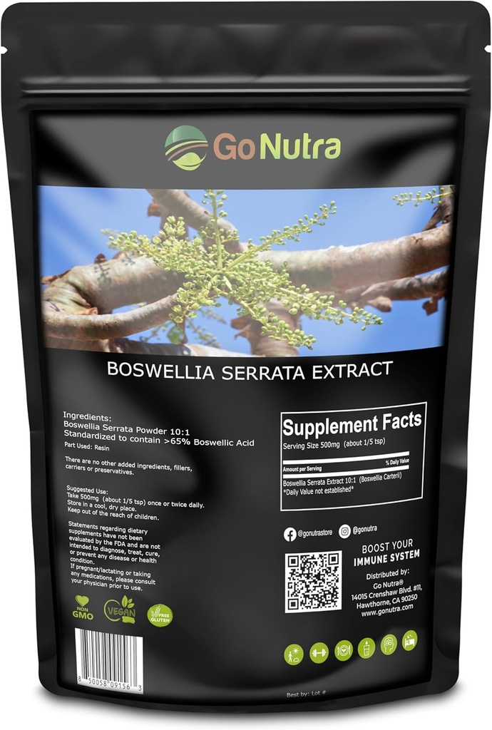 Nutra BoswelliaのSerrataのエキスの粉10:1の強さ65%のBoswellicの酸のFrankincenseの補足の共同サポート - 8のoz。