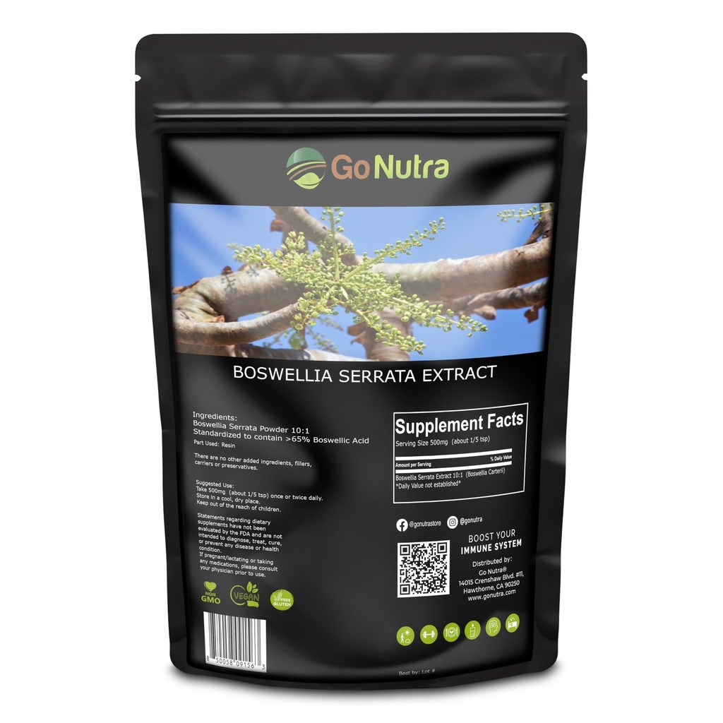 Nutra BoswelliaのSerrataのエキスの粉10:1の強さ65%のBoswellicの酸のFrankincenseの補足の共同サポート - 8のoz。