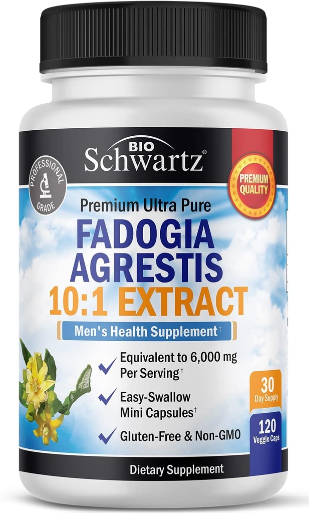 Fadogia Agrestis 600mg Ultra Concentrated - 10から1のエキス 6000mg perサービングあたり相当 - 自然な人の健康の補足(グルテンフリー及び非GMO) 120 Veggieのカプセル(フル30の日の供給)
