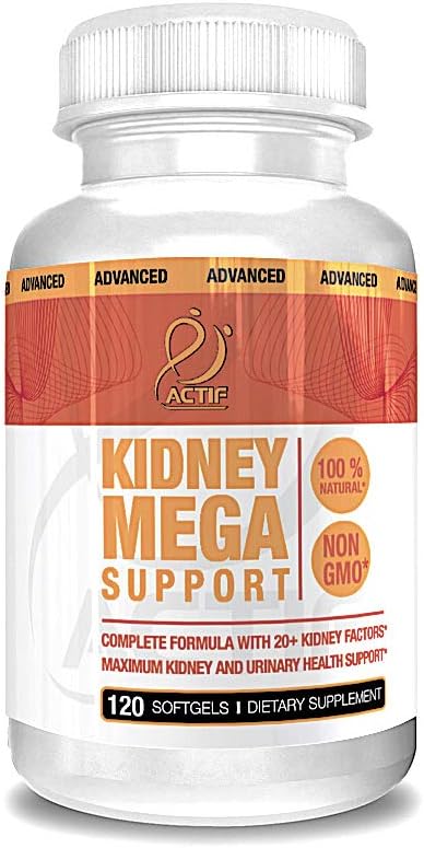 Actif Kidney Mega 10 + 高度なファクターとサポート, 健康な腎臓機能を強化します。, 腎臓のクレンジング, 非GMO, 米国製高速演技, 120 カウント