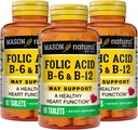 MASON の自然な中心の方式 B6/B12/Folic の酸のタブレット、食事療法の補足は心血管の健康、赤い血球の形成、メタボリック機能、90 の計算を支えます(3)