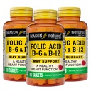 MASON の自然な中心の方式 B6/B12/Folic の酸のタブレット、食事療法の補足は心血管の健康、赤い血球の形成、メタボリック機能、90 の計算を支えます(3)