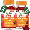 Lifeable Melatonin 1 mg | Great Tasting Melatonin Gummies Kids | Gluten Free Vegetarian GMO-Free Chewable | Helps Falling Asleep and Staying Sleep | for Kids, Teen and Toddler | 2 Pack - 120 Gummies