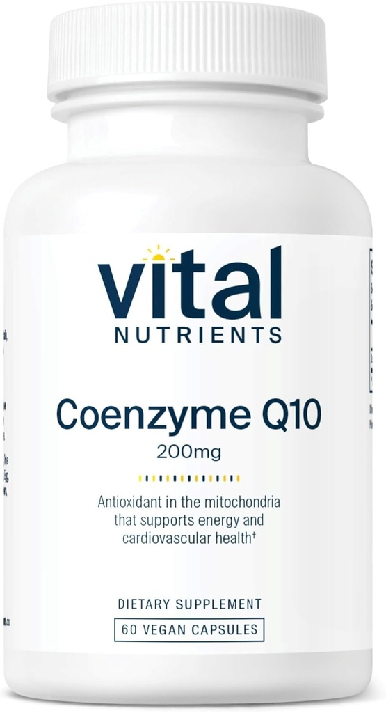 Vital Nutrients CoQ10 200mg | ビーガンサプリメント | 心の健康とエネルギーレベルをサポートするコエンザイムQ10の強力な酸化防止剤* | グルテン、酪農場および大豆無料 | 非GMO | 60カプセル