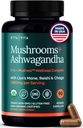 USDAの有機ライオンのマネの補足はAshwagandha、Chaga、Reishi、Cordyceps、トルコの尾(18,600mg/serv)焦点の補足として10xの適応性のきのこの複合体-エネルギー、免除及びNootropic