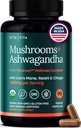 USDAの有機ライオンのマネの補足はAshwagandha、Chaga、Reishi、Cordyceps、トルコの尾(18,600mg/serv)焦点の補足として10xの適応性のきのこの複合体-エネルギー、免除及びNootropic