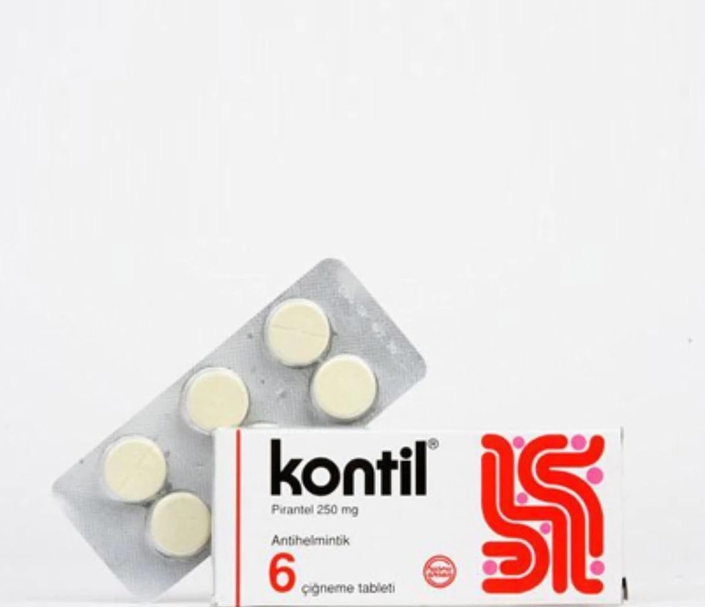 Kontil 6 Tablets 250 mg PYRANTEL PAMOATE Quickly and Easily eliminates Pinworm Infection | for Adults and Children |