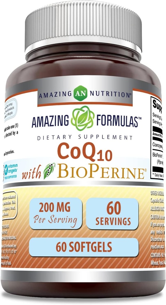 アメージングフォーミュラコク10 with バイオペリンサプリメント | 200 Mg / サービング | 60 Softgels | NonGMO | グルテンフリー | アメリカ製