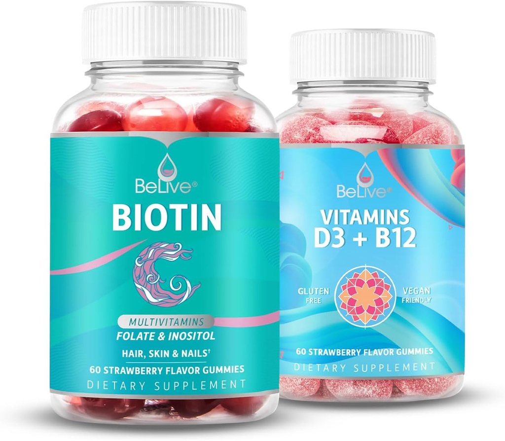 BeLive BiotinおよびMultivitamin D3及びB12は毛の成長、健康な皮及び釘、高められた骨及び筋肉強さ、炉の健康およびエネルギーのために束ねます