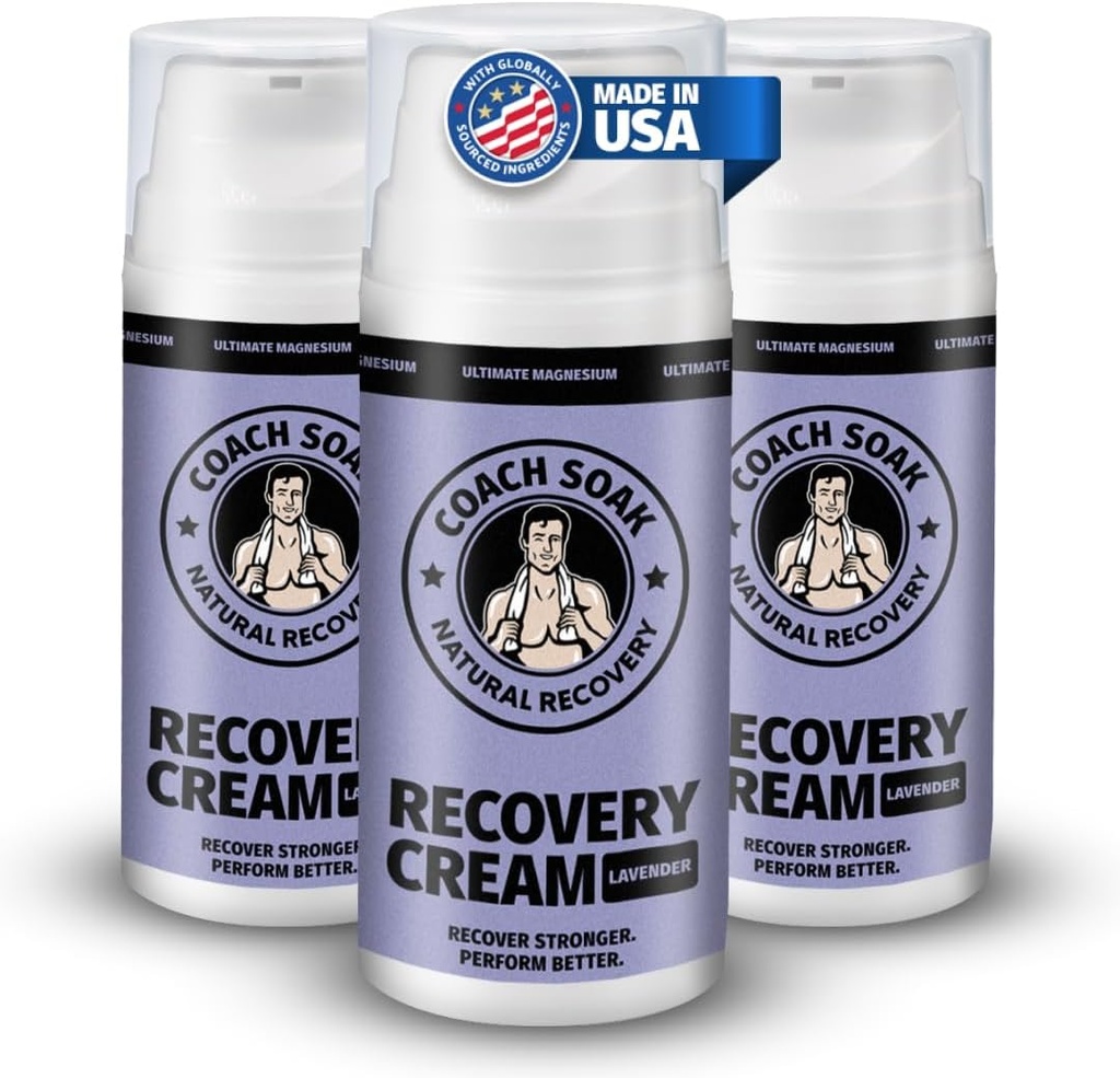 コーチはMSM - マグネシウムの塩化物、ビタミンC及びMenthol、急流吸収及びSore筋肉、Lavender (3のパック、合計10oz)のための弛緩とのMSM - 自然な回復のクリームを浸します