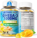 ビーガンオメガ3グミー1000mg +ターメリック - 大人のためのオメガ3魚油代替 - Algae DHA 600mg&EPA 300mg、ビタミンA、C、E、亜鉛&MSM、砂糖無料、60Cts
