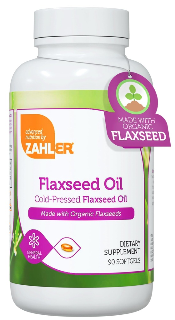 Zahlerオーガニック亜麻仁油 - 1000mg Softgels - 有機オメガ3 ALAサプリメント - Kosher非GMOグルテンフリーベジタリアンフレンドリーフラックスシード(90 カウント)